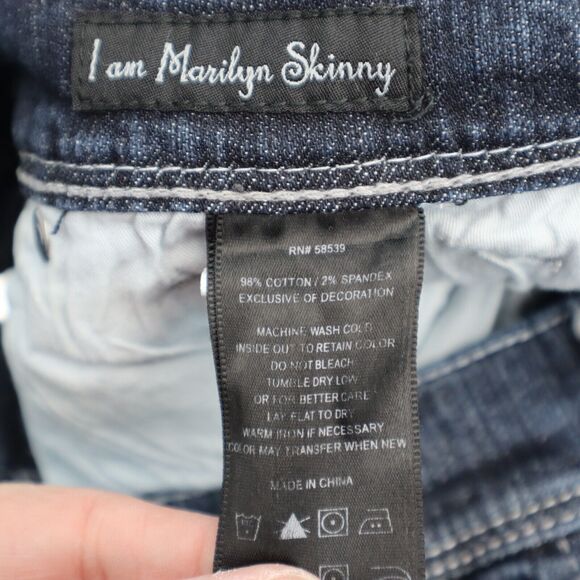 See Thru Soul Pants Womens 29 Blue Denim Flat Front Mid Rise Skinny Jeans - Picture 6 of 16